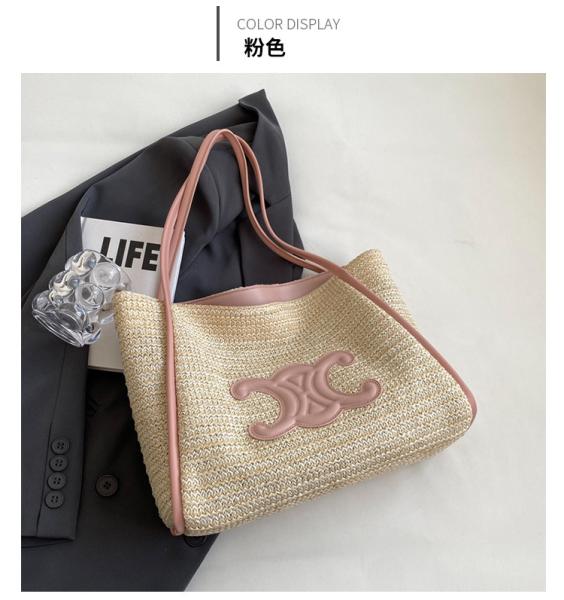 Women Small Straw Bags Summer Beach Tote Bag Handmade Woven Hobo Purse Handbag Customized New Arrival Hand Made Natural Straw Raffia Blue Striped Crochet Beach Bag Crochet Bags Custom Order