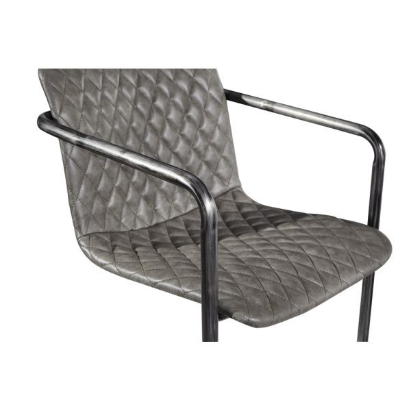 Soft Grey Leather Dining Room Chairs , Upholstered Dining Room Chairs With Arms