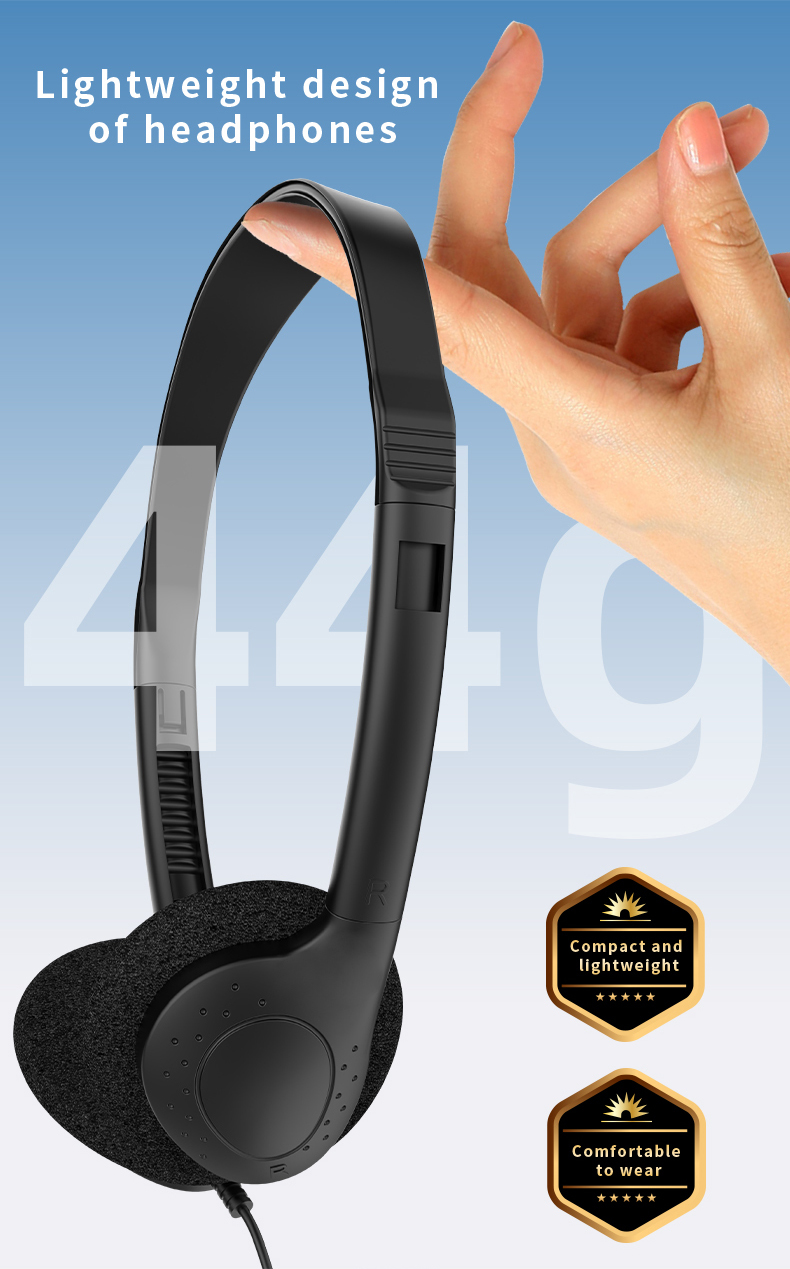 857 Lightweight wired in headphones, 3.5mm jack/C-type plug can be customized for stereo headphones, OEM/ODM customized multi-color headphones, suitable for laptops in aviation museums, school offices