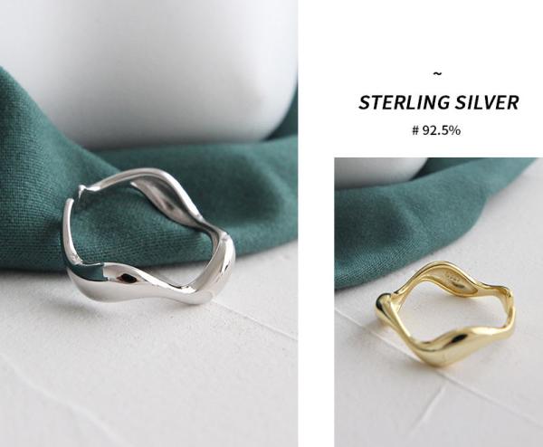 925 Sterling Silver Jewellery Unique Open Ring For Women Irregular Geometric Shape