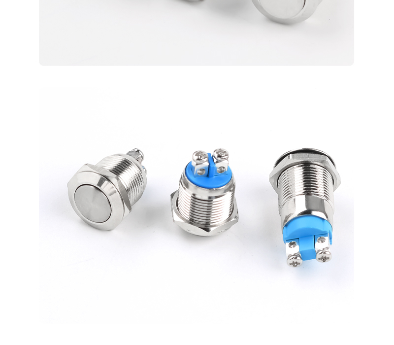 12MM Flat Head High Head Metal Push button Switch with Screw Foot 2Pins Self-Resetting Self-Locking 1NO Non-Illuminated