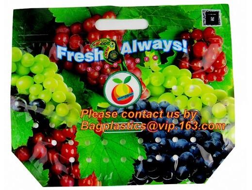 Slider Zipper Fruit Vegetable Bags, Customizable Stand Up With Handle Packing Bag, Fruits Storage Packaging