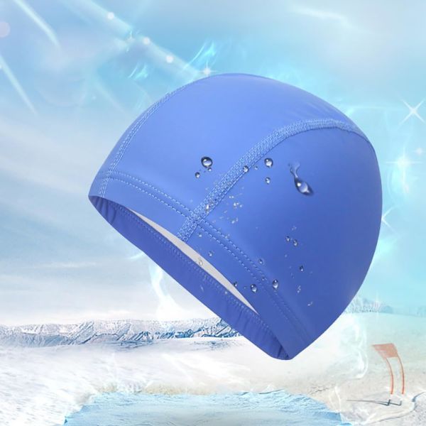 Elastic Silicone Swimming Cap Waterproof and Breathable PU Coated for Men and Women in 5 Colors
