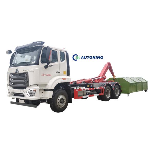 4X2 Drive Wheel Chinese HOWO 6-8 CBM Hook Arm Hydraulic Lift Containers Garbage Truck For Environmentally Friendly Hotels