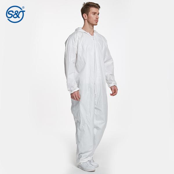 Disposable Microporous Coverall Hazmat Suit Excellent Protection against Hazardous Bacteria and Particles Nonwoven PE membrance