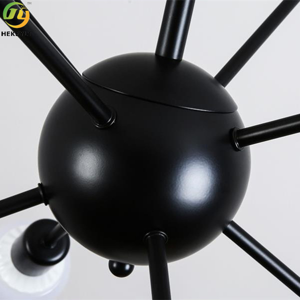 Свет металла утюга E26 стеклянный большой нордический привесной для столовой