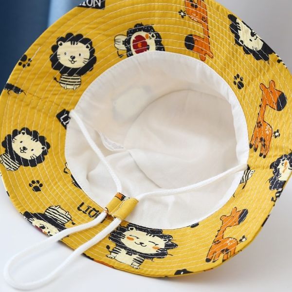 2022 Summer Plain Dyed Panama Children Cotton Cartoon Bucket Hat for Boys and Girls