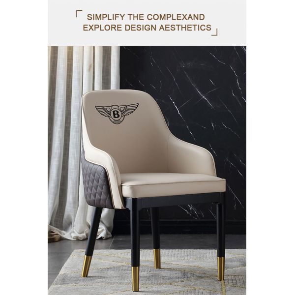 Synthetic Leather Optional Dining Room Chair with Durable Solid Wood Leg and Stainless Steel Frame Nordic Luxury Design