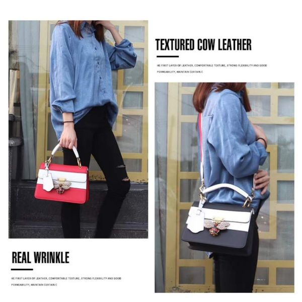 European fancy women shoulder handbag with bee closure buckle flip cover handbag