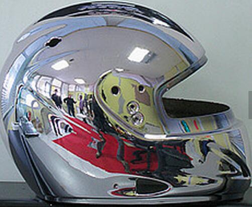 Helmet vacuum metallzing, Gold, Silver Anti-scratch film coatings on Helmets