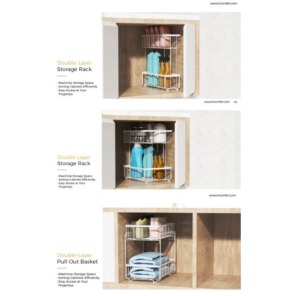 Metal Bathroom Inside Cabinet Shelf Basket Rack For Modern Household Organization