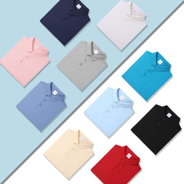 Camisas de polo de fibra fresca para homens e meninos com manga curta simples