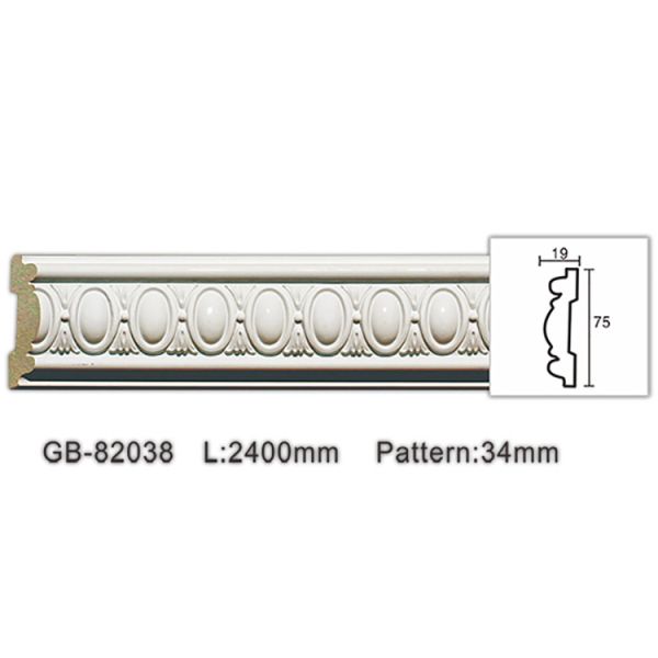 GB-82038 Wholesale Polyurethane Foam 3D Waterproof Primed Chair Rail Moldings For Home Decor