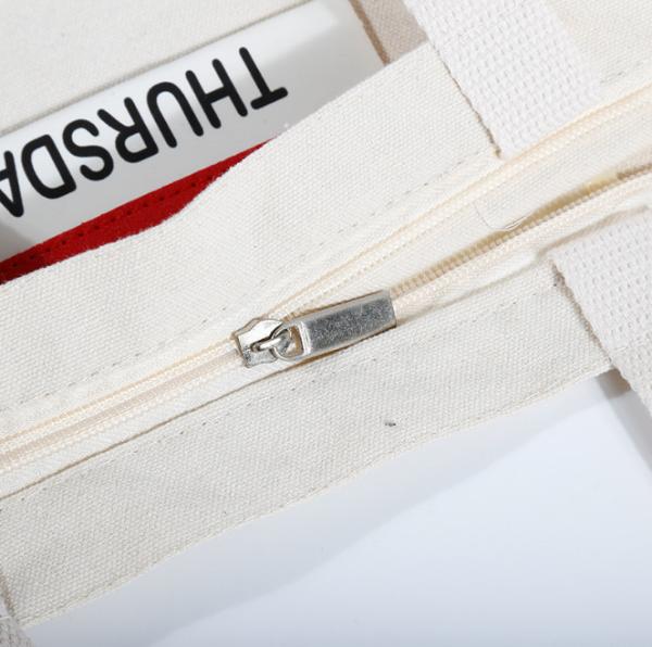 Fashion Leather Canvas Bag Zipper Bag For Shopping