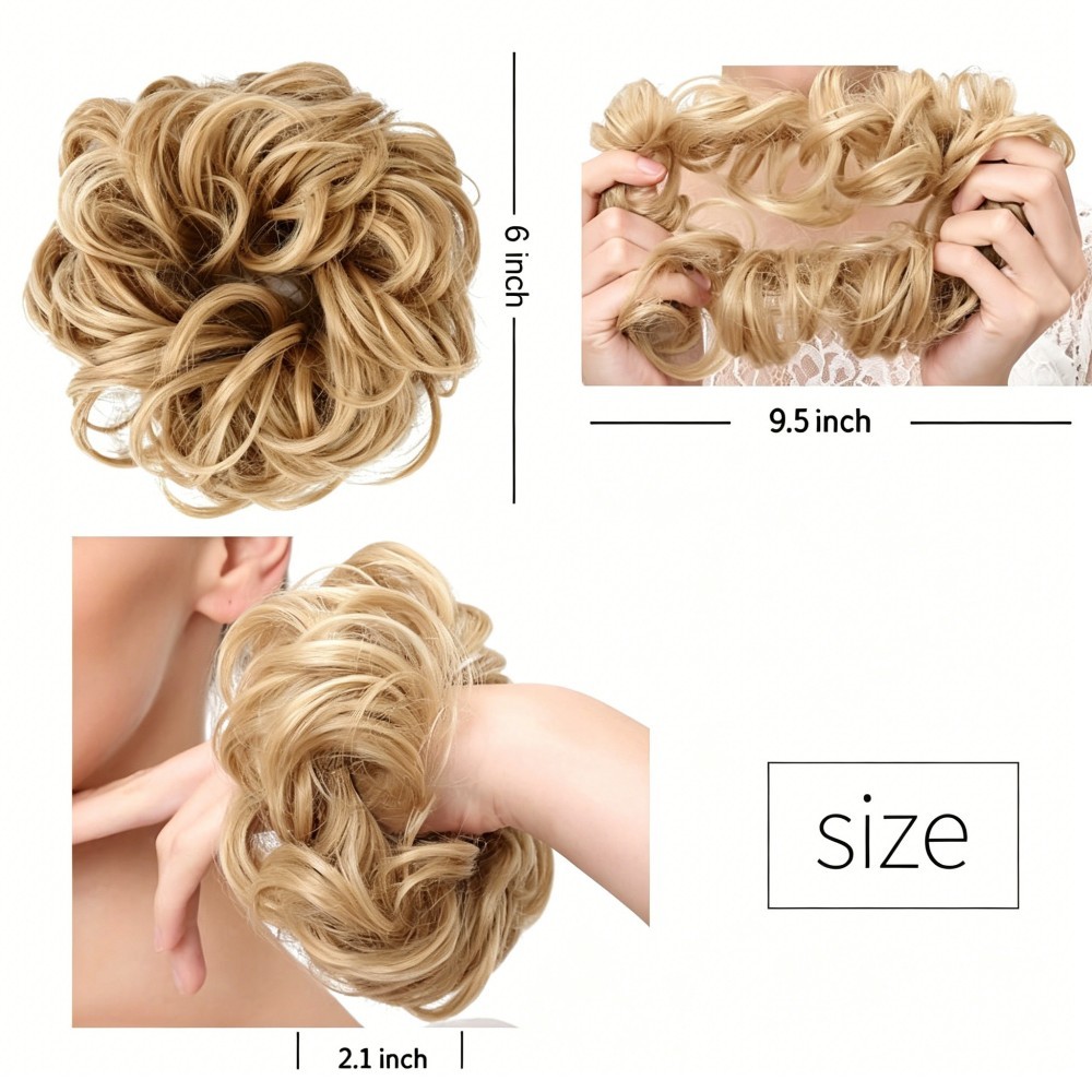 Synthetic Messy Bun Hair Piece Wavy Chignon Scrunchies For Instant Volume