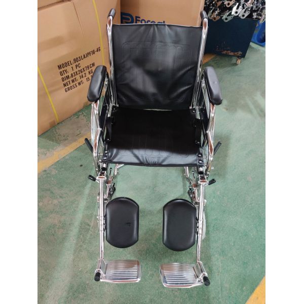 Elderly Care Folding Transport Wheelchair With Detachable Desk Armrest Elevating Footrest