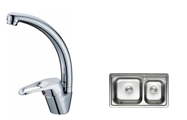 Brass Kitchen Sink Water Faucet / Mixer Taps With Ceramic Cartridge