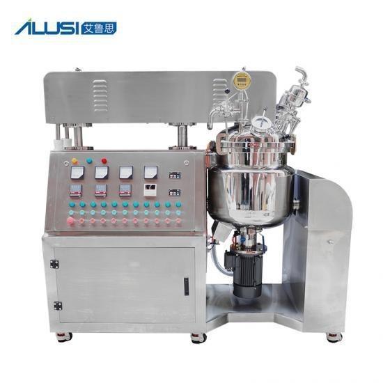 máquina de emulsão do vácuo de creme cosmético de aço inoxidável do misturador 100L com sistema de levantamento hidráulico