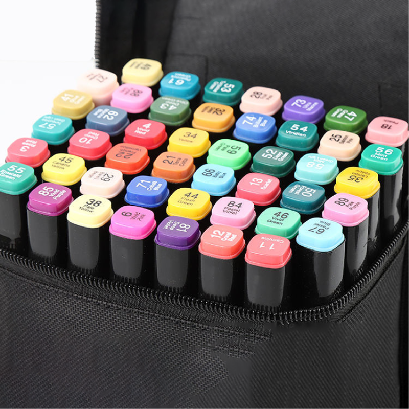 Creative Stationery Wholesale OEM 60colors Sketch Pen Double-ended Triangle Marker Pen for Kids Art Painting