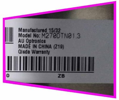 AUO M270DTN01.3 27 Inch LCD Display Panel with 2560x1440 Pixels 350 cd/m² Brightness and 130 Pin Connector