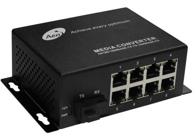 conversor de 10/100M Commercial Fiber Media com 1 fibra e 8 portas ethernet