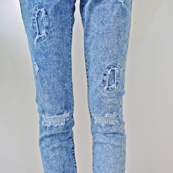 Blue  Breathable Pencil Pants Skinny fit bootcut jeans for woman