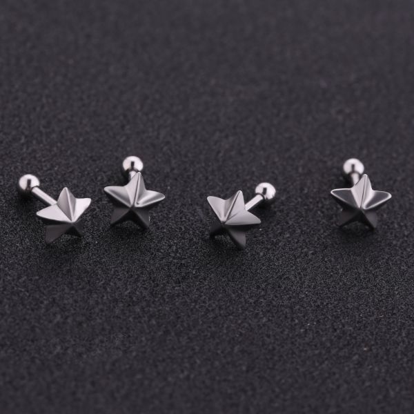 Christmas girls fift shiny star cute earrings stainless steel body jewelry