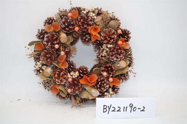 Wholesale Artificial Christmas Door Decoration Supplies Nature Pine Cone Large Christmas Wreath Garland Decor