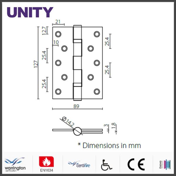EN1634-1 Exterior Door Hinges , Flat Door Hinges HB503530 Fire Rated Timber