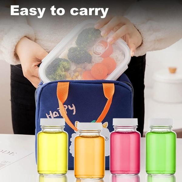 Glass Juice Shot Bottles With Caps - 8 Pack 3.5oz Small Clear Reusable Jars With Lids For Juicing Beverage Storage