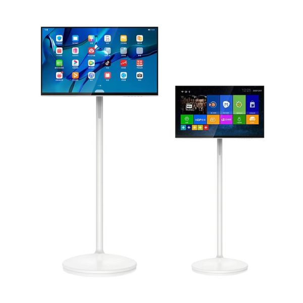 21.5 Inch Modern White TV 4G+64G Wireless Portable Android 12 Mobile TV for Camping MTK8788 Floor Stand LED Backlight HD