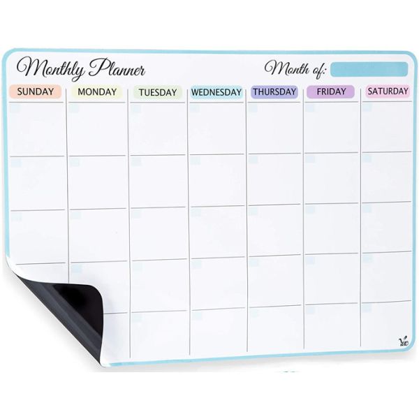 Paper Fridge Magnet Magnetic Monthly Planner 12 by 16 Inch Custom Dry Erase Calendar with Four Bright Magnetic Cap Markers for Easy