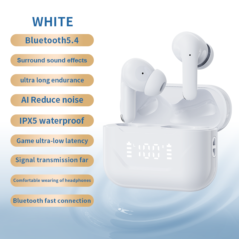 Wireless Earphones 5.3 Edition LED Battery Display ENC Call Noise Reduction True Wireless Stereo In Ear Earphones 360 ° Panoramic Stereo I5 Sweatproof Sports Running Fitness Suitable for Mobile Phones
