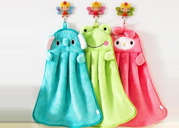 Cute cartoon kitchen super absorbent hanging towel non-hairing thick coral fleece towel