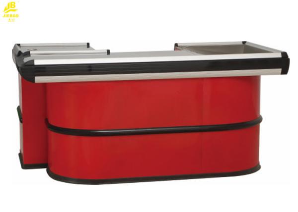 Red Commercial Checkout Counters , Aluminum Alloy Seal Cashier Checkout Counter