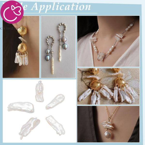 Wholesale White Biwa Freshwater Pearl Jewelry with Natural Baroque Design Loose White Pearls