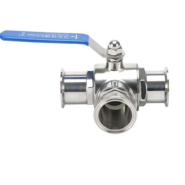 Sanitary Tri-Clamp 3-Way Ball Valve SS304/316L T/L Type PN10 Food Grade Manual Flow Control Valve for Beverage & Pharma