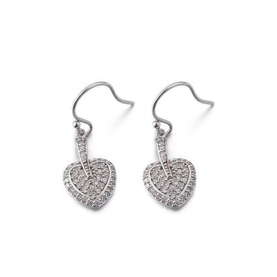 OEM Double Heart Stud Earrings 2.91g 6mm Cubic Zirconia Stud Earrings