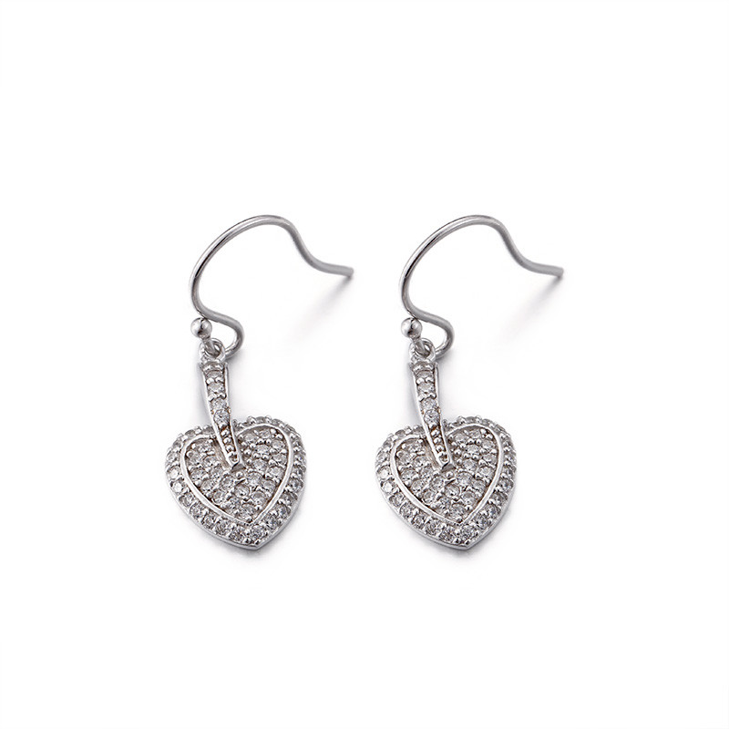 Серьги стержня Zirconia серег 2.91g 6mm стержня сердца OEM двойные кубические