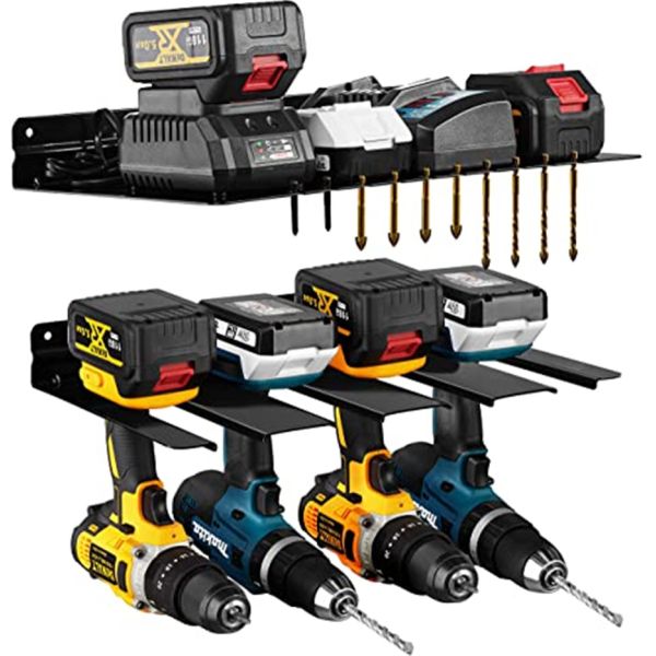 Estante de herramientas de perforación eléctrica Tipo de plástico de 4 capas Organizador de herramientas eléctricas Montaje de pared