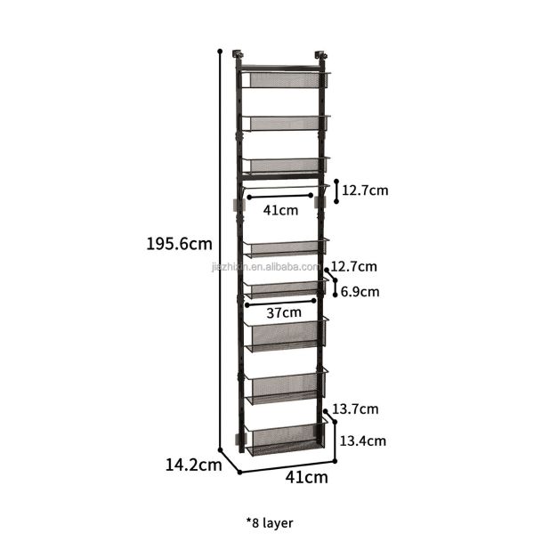 New Black Expandable Bathroom Multilayer Behind the Door Hanging Basket Kitchen Adjustable Wall Mounted Organizing Storage Rack
