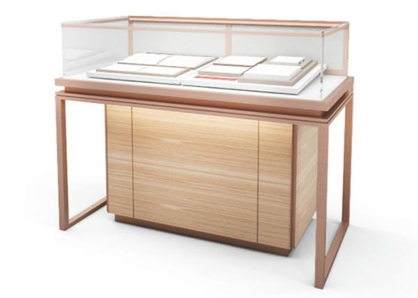 Brush Rose Gold Jewelry Display Cases / Retail Display Fixtures With LED Strip Light (Fixturas de Display de Venda de Varejo com Luz de Faixa de LED)