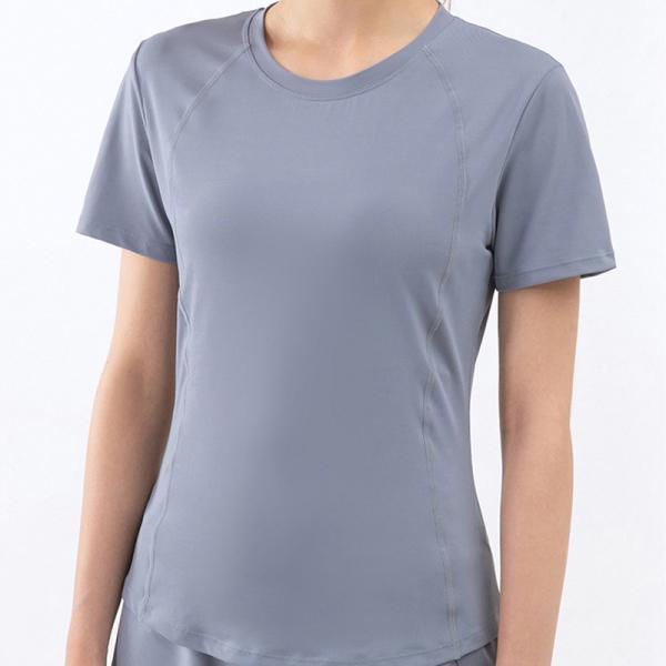 Waist Closing Sports Short Sleeve T Shirt Women'S Casual Loose Mesh Top