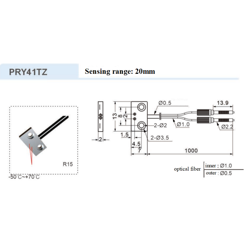 Reflective Optical Fiber Sensor Flat Plate Probe Fiber Optic Component