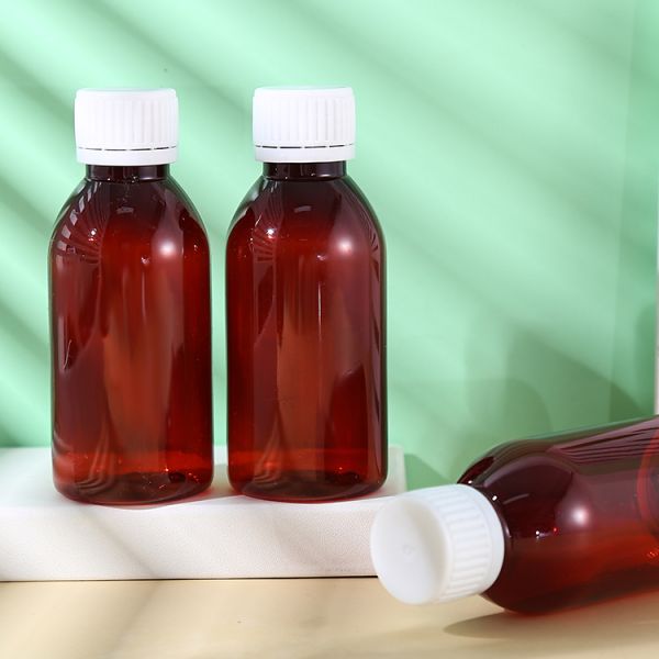 Promethezine PET Collar Material 100ml 120ml 3oz 4oz Amber PET Cough Syrup Bottles Plastic Bottle Lean Bottle
