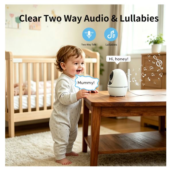 Two way Audio HD Baby Monitor Including 5000mAh Battery and 750 Grams Weight Designed for Continuous Infant Supervision