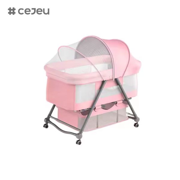 CJ-BJJ-001 Регулируемая высота детская колыбель Регулируемая высота детская колыбельная кровать колыбель с колыбелью300D льна четыре цвета