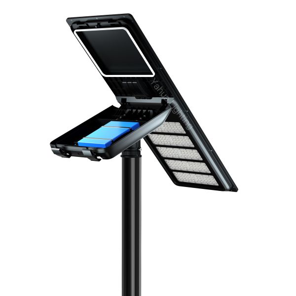 60W 80W 100W 160LM/W All In One Solar light IP66 Adjustable Black Integrated Solar Street Light