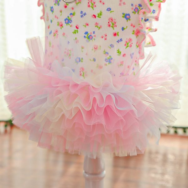Summer Small Dog Party Costume Rainbow Machine Washable Dog Tutu Skirt