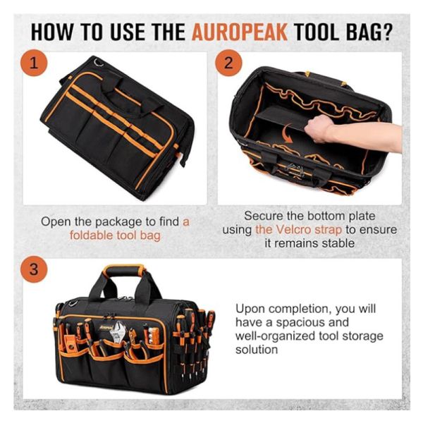 In Stock New Style 17Inch Heavy Duty Zipper Closure Thickened Wear Resistant Oxford Cloth Portable Storage Tool Bag